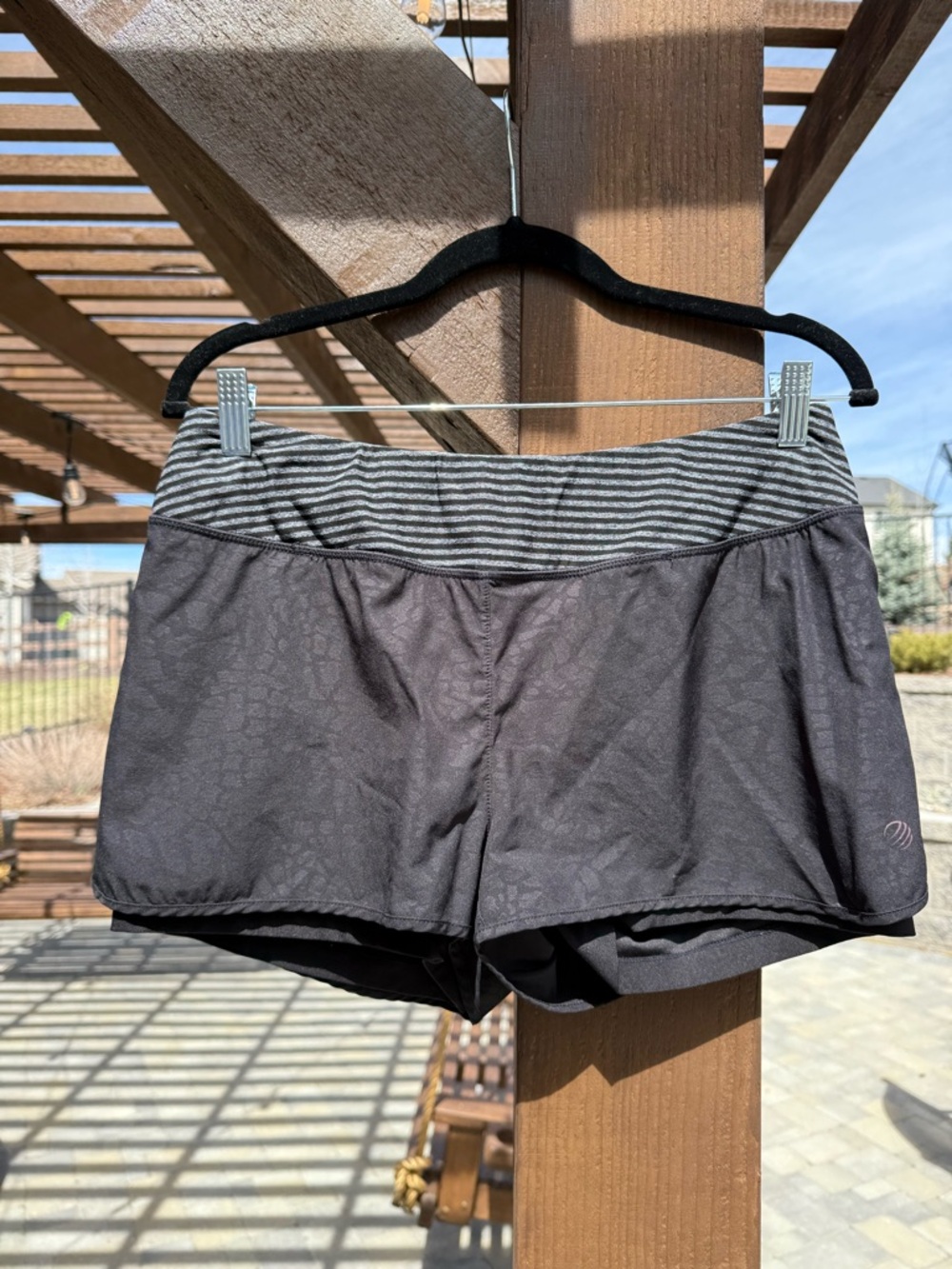 MPG Black Athletic Shorts with Striped Waistband